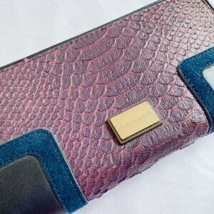 Juicy Couture Vintage Goat Leather Plum/Navy Continental Wallet